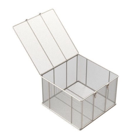 Anysizebasket Rectangular Wire Mesh Basket: 18Lx18Wx12H, 304 SS, 5/16 Rod Frame, Mesh: 8 x .047 TMT-180180120-P08S